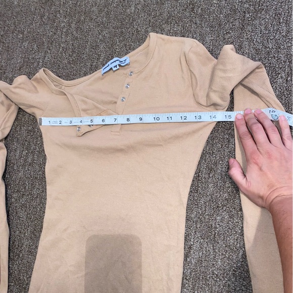 ULTIMATE Y2K 🤩Bodycon Asymmetrical Ribbed Snaps Tight Fitted Nude Stretch Dress - Picture 7 of 9